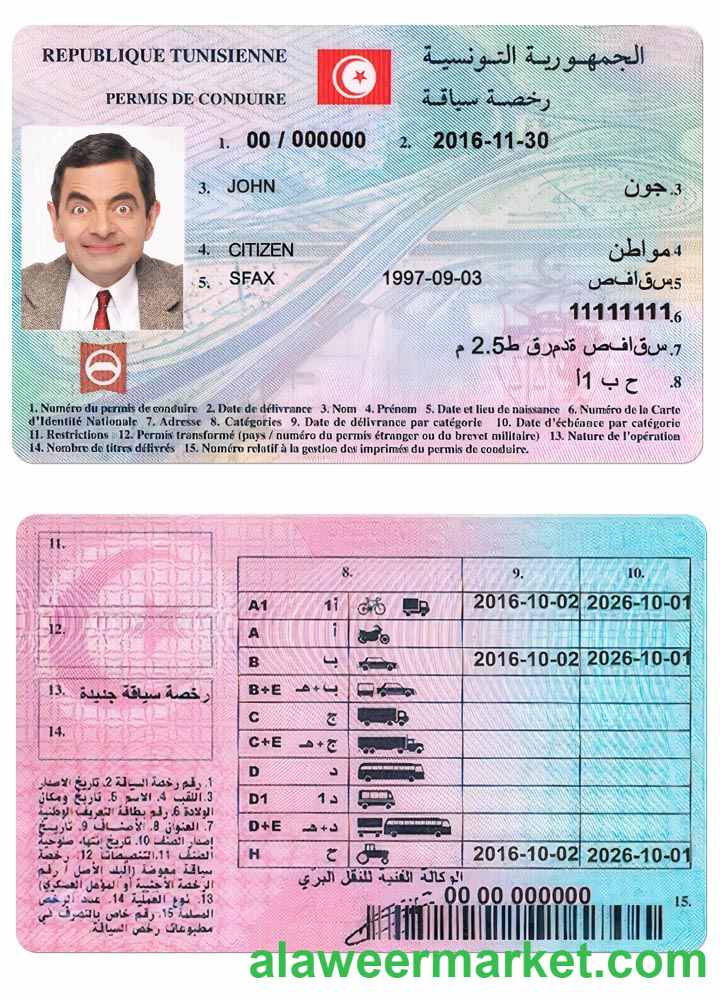 TUNISIA driving license